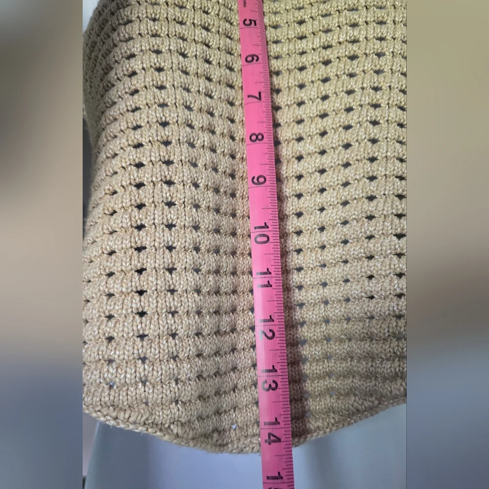 Gianni Bini Tan Crochet Edie Skirt Set Halter Top Natural Midi Skirt L Large - Picture 11 of 12